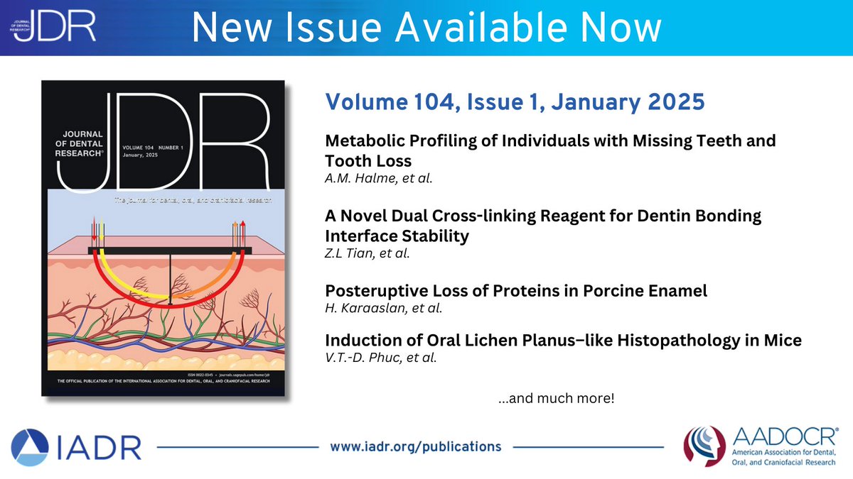 Journal of Dental Research (@jdentres) on Twitter photo The January issue of JDR is available now!
journals.sagepub.com/toc/JDR/current
#dentalresearch #oralhealth <a href="/NickJakubovics/">Nick Jakubovics</a> The January issue of JDR is available now!
journals.sagepub.com/toc/JDR/current
#dentalresearch #oralhealth <a href="/NickJakubovics/">Nick Jakubovics</a>