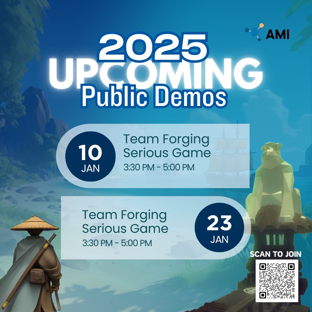 AhaMoment_AMI's tweet image. 🌟 Experience the Team Forging Serious Game! 🌟

Join our public demo to see how serious games transform teamwork &amp;amp; leadership. 🚀

📅 Jan 10 &amp;amp; 23 | 3:30-5:00 PM
📍 Scan the QR to join!
#PublicDemo #TeamForging #SeriousGame