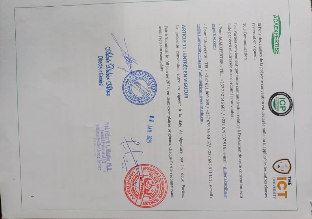 AcaExper's tweet image. ACAEXPERTISE franchit une étape majeure dans la professionnalisation des consultants Africains !

Une convention de partenariat a été signée entre ACAEXPERTISE, représentée par son DG, ADOTÉ Didier AKUE, et ICT-UNIVERSITY, représentée par le Pr Victor MBARIKA, PCA de la Fondation