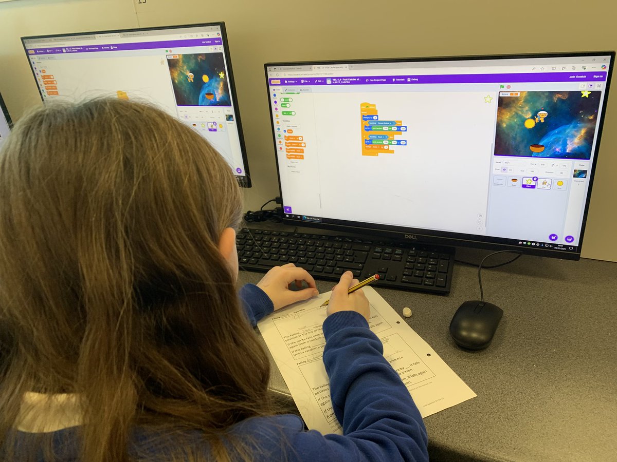 latimerprimary's tweet image. After several lessons looking at other games, it was time to start creating our own using algorithms. Can you catch the falling star and get points before the timer runs out? 🌟 
#ClassVL
#LatimerComputing