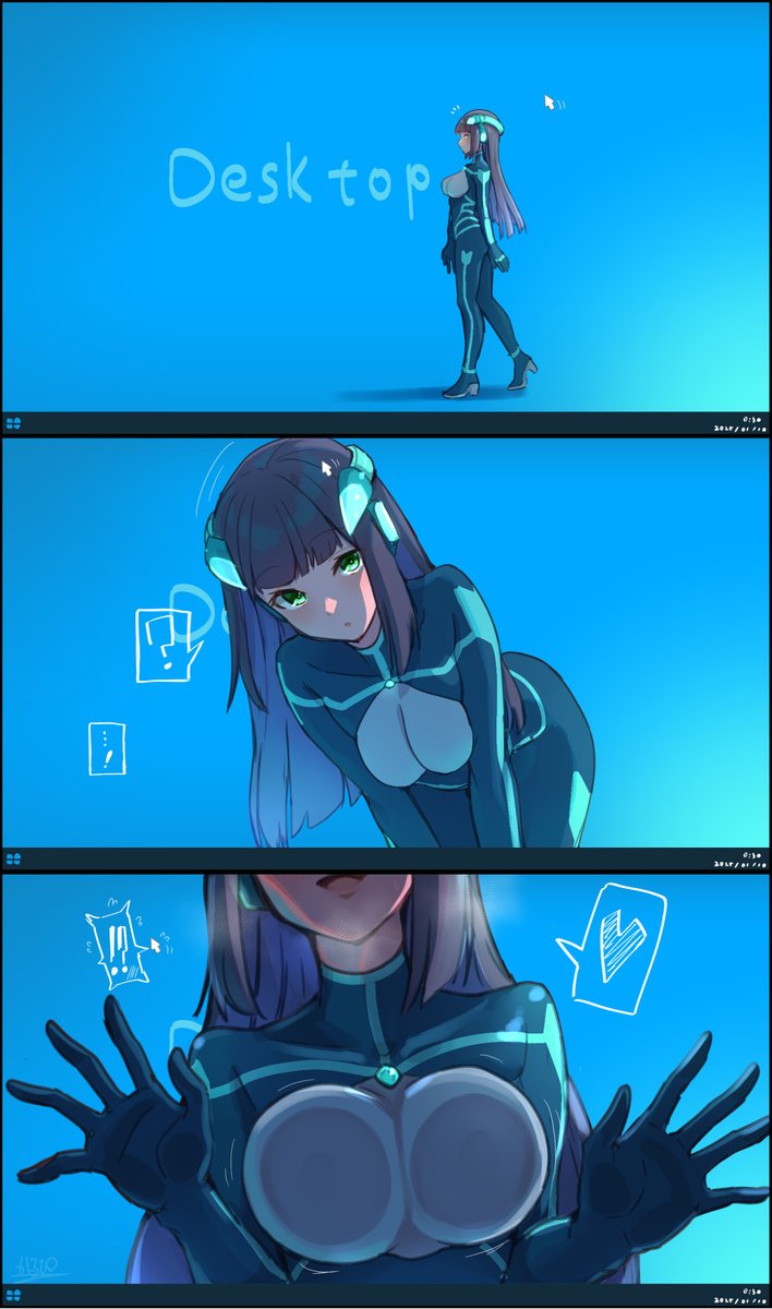 これはデスクトップ上で活動しているナビ子さんが挑発してくる感じの概念の出力です 