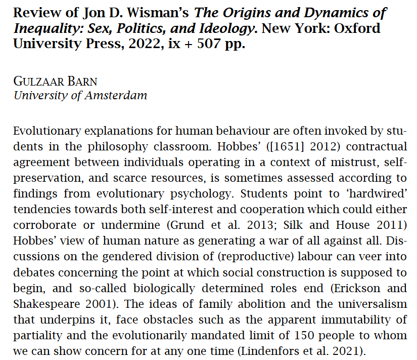 ErasmusJPE's tweet image. Now on first view another book review: Gulzaar Barn reviews Jon D. Wisman’s (@jon_wisman) 'The Origins and Dynamics of Inequality: Sex, Politics, and Ideology'. ejpe.org/journal/articl…