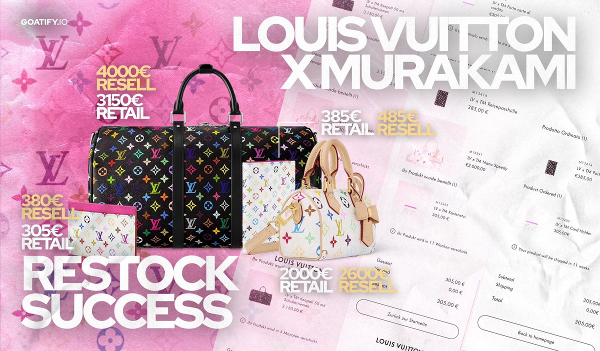 LOUIS VUITTON x MURAKAMI 🌸

Our members used our custom LV-Monitor to secure restocks from this legendary collection.

They’re making up to 900€ profit with just one piece! 👜

Don’t wait—be ready for the next restocks. Join us now! 💣