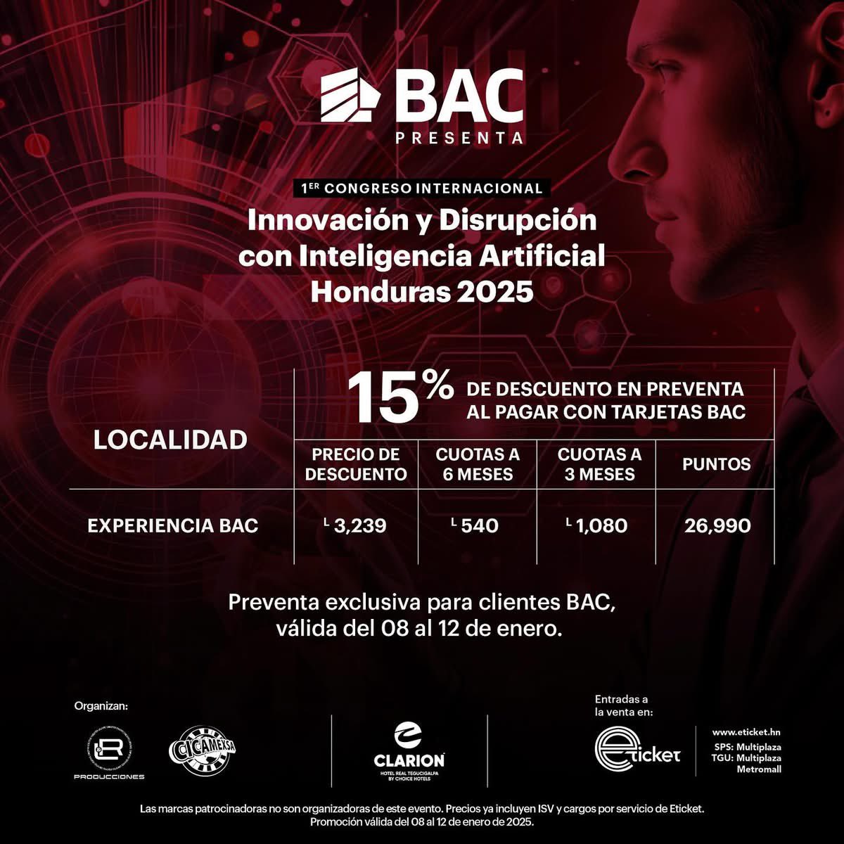 charlierivera5's tweet photo. En BAC nos enorgullece presentar el 1er Congredo Internacional Innovación y Disrupción con IA 🚀

Preventa exclusiva para clientes BAC a partir del 8 al 12 de enero. https://t.co/vSHDaqxldN https://t.co/FWQNdzkuEK