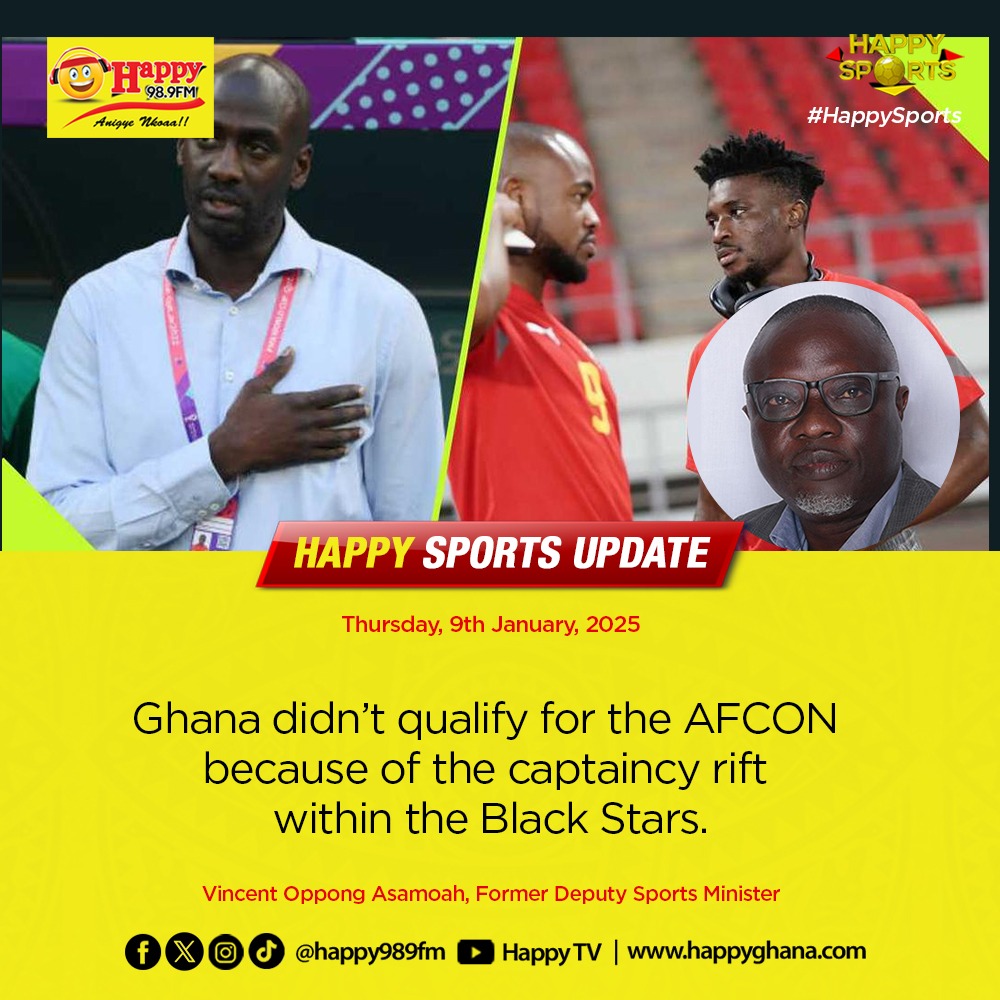 YSportsGh's tweet photo. Captaincy Rift Blamed for Ghana's Failure to Qualify for AFCON

WATCH HERE 🔗:https://t.co/oPJOxbZ1rp

#HappySports https://t.co/lhXsCr33eq