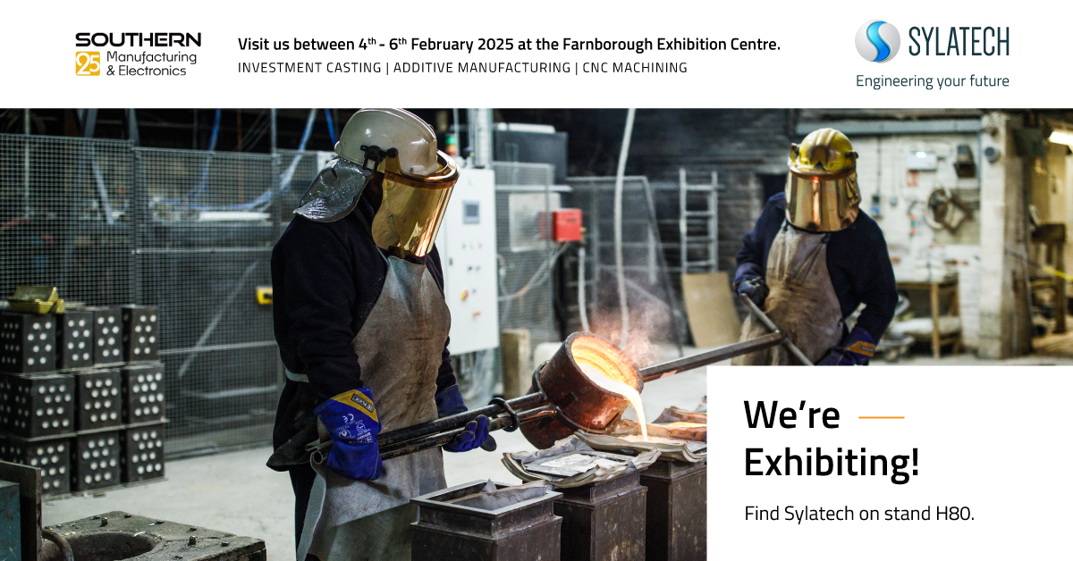 We are delighted to announce that Sylatech will be exhibiting at this year’s Southern Manufacturing show in Farnborough, from the 4th February until the 6th. We’ll be showcasing our innovative lost-wax casting and additive manufacturing solutions, which can produce highly