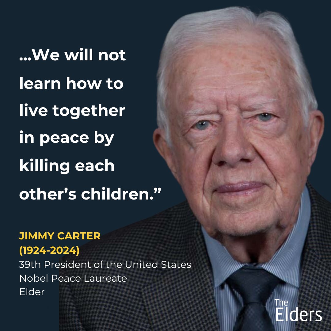 On the day of Jimmy Carter’s state funeral, we remember his profound integrity and compassionate leadership. As a founding Elder, he championed peace and global solidarity, leaving an indelible mark on our mission and the world.
