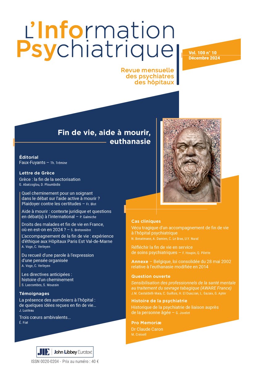 📍 Le n°10 de la revue 𝐋'𝐈𝐧𝐟𝐨𝐫𝐦𝐚𝐭𝐢𝐨𝐧 𝐏𝐬𝐲𝐜𝐡𝐢𝐚𝐭𝐫𝐢𝐪𝐮𝐞 vient de paraître tinyurl.com/yuk6hs74 !
Découvrez l'éditorial offert ici tinyurl.com/r6s72kbe !
Bonne lecture !
#SPH #IPE #psychiatrie