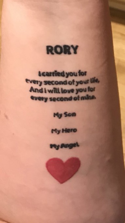 I find the words so perfectly put, that I will love Rory every second of mine. 

I look at my tattoo and feel Rory close to me ❤️

~Sharryn
#tattoosoflove
