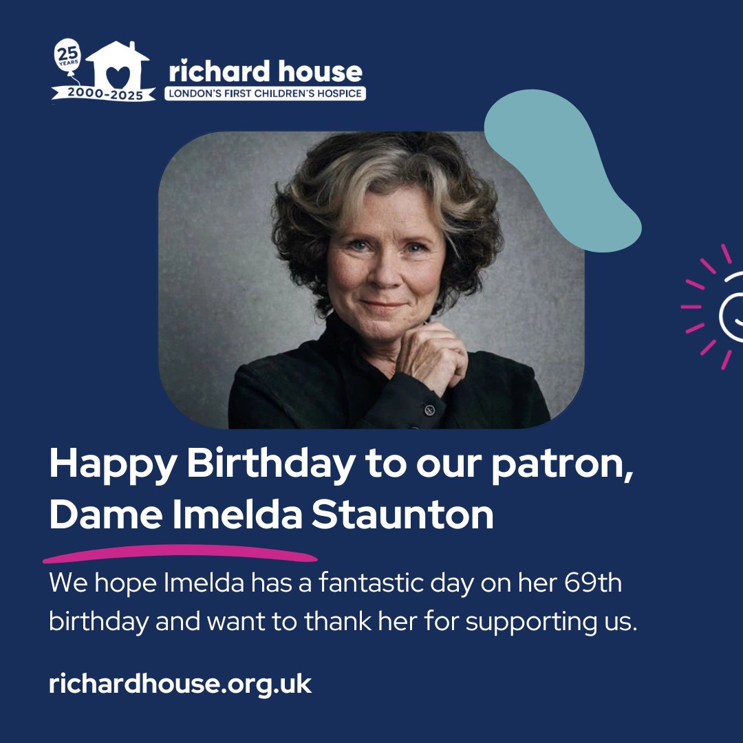 Happy Birthday to the incredible Dame Imelda Staunton!

We are endlessly grateful for your unwavering support and patronage. Your kindness means the world to us and the children and families we serve

Have a fantastic birthday! 🎂

#ImeldaStaunton #ThankYou #RichardHouse