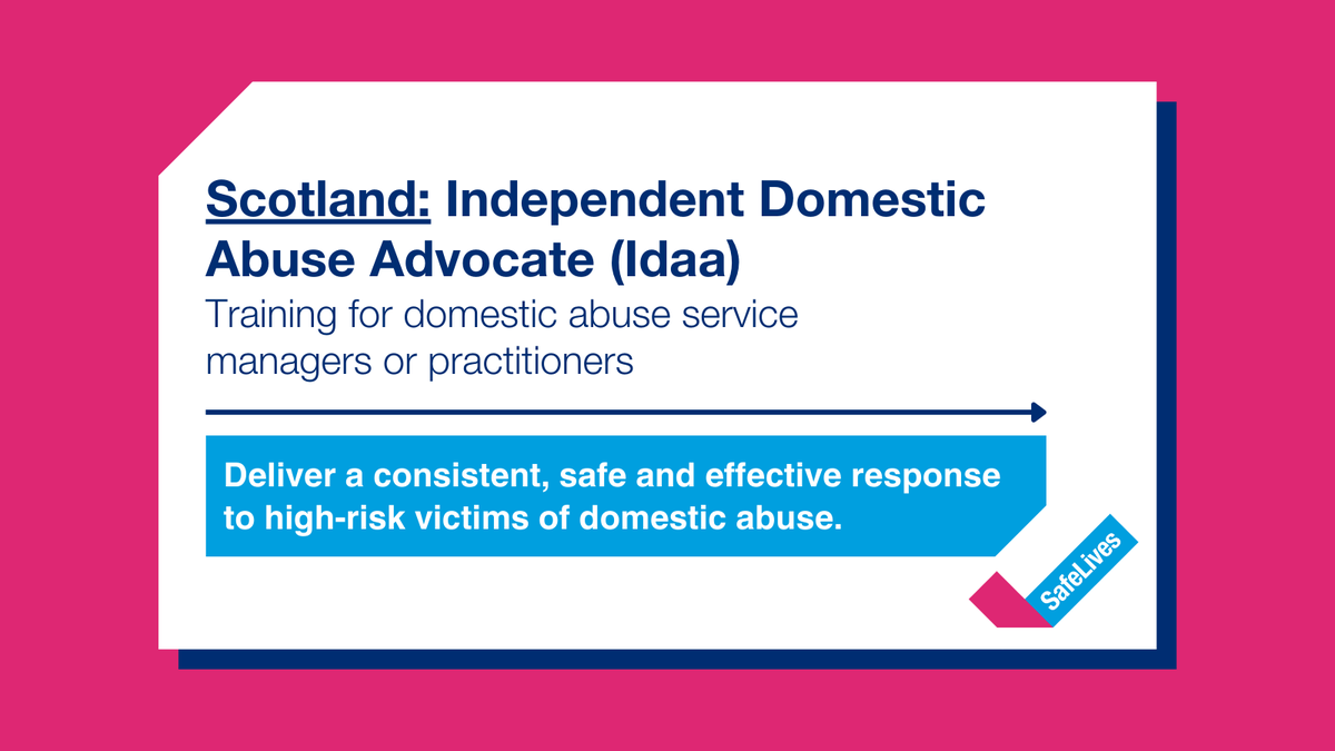 safelives_'s tweet photo. 🧵1/5
Interested in #Idva training but live in #Scotland? 🏴
Our #Idaa course is the best option for Scottish practitioners. Just like our Idva course, you'll learn how to best support #DomesticAbuse victims, survivors and their children within the Scottish context. https://t.co/oXaLU9jw8y