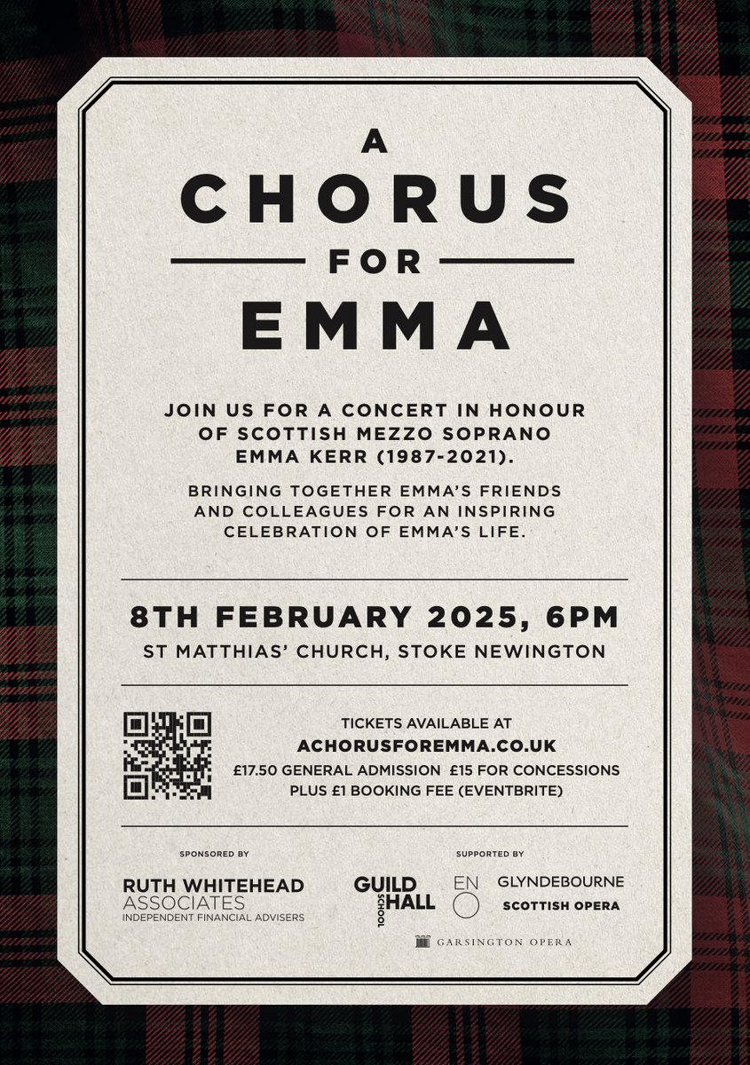 Opera with Opera News (@operamagazine) on Twitter photo The Emma Kerr Classical Singing Award for Mezzo Sopranos: supporting aspiring Scottish mezzos, a new bursary is being set up in memory of Emma Kerr, with fundraising concerts in London at St Matthias Church (Stoke Newington) on Feb 8 and Edinburgh at Greyfriar’s Kirk on Apr 27. The Emma Kerr Classical Singing Award for Mezzo Sopranos: supporting aspiring Scottish mezzos, a new bursary is being set up in memory of Emma Kerr, with fundraising concerts in London at St Matthias Church (Stoke Newington) on Feb 8 and Edinburgh at Greyfriar’s Kirk on Apr 27.