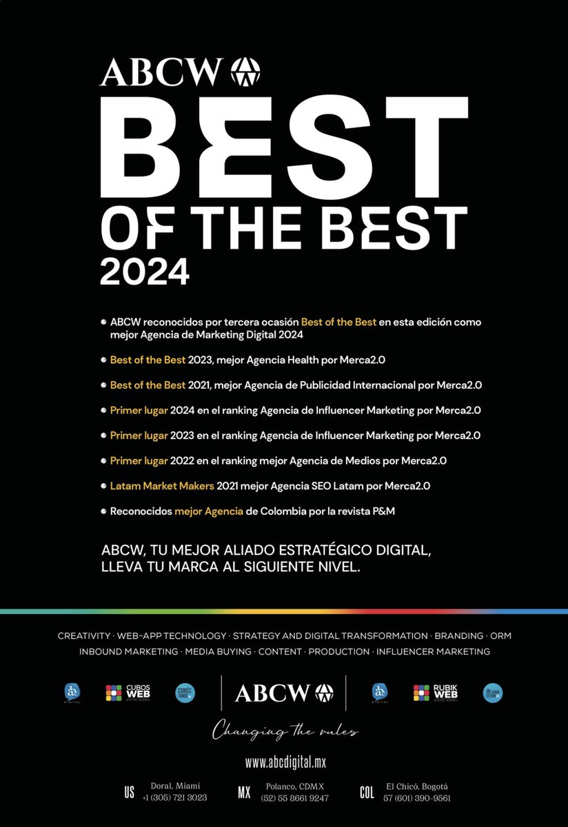 rubikwebusa's tweet photo. We’re thrilled to share that Rubik Web has been recognized as #BestOfTheBest in #Digital #Marketing Agencies by @Merca20! 🥇

Our passion for creativity drives us to constantly explore new ways to capture attention in the digital age.

Here’s to an even more creative 2025! 🎉 https://t.co/bxZoUq3QRh