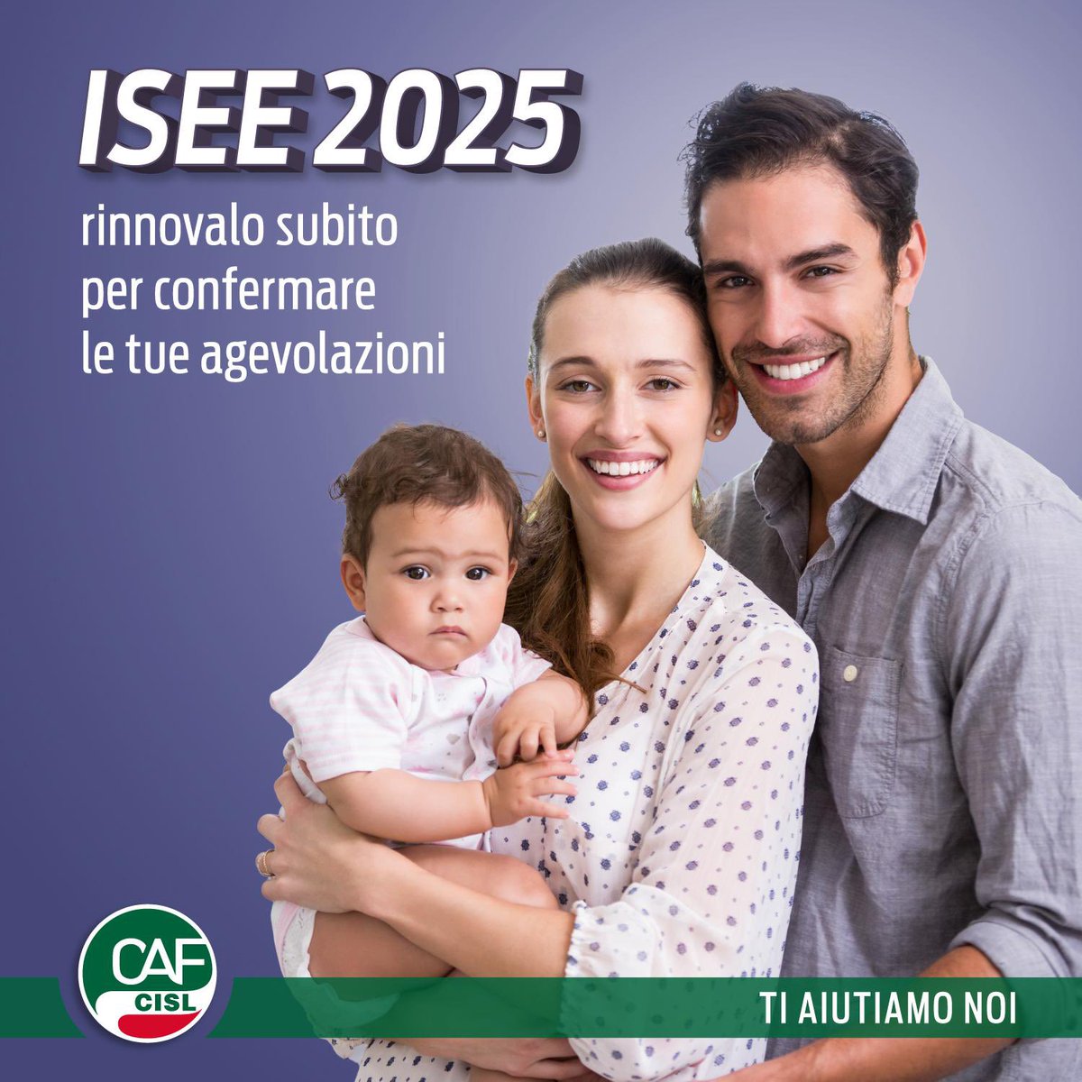Hai già rinnovato il tuo ISEE per il 2025?

Se non l'hai ancora fatto prenota subito il tuo ISEE 2025 al Caf CISL, per confermare il diritto a:

✅ Assegno Unico 
✅ ADÌ
✅ Supporto FL
✅ Bonus e agevolazioni sociali

Prenota ora su 👉 prenotazioni.cafcisl.it