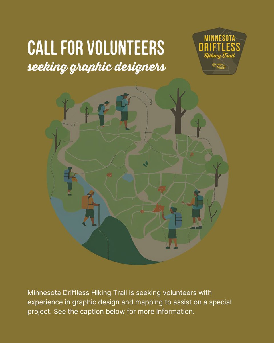 HikeMNDriftless's tweet photo. 🚨 Graphic design and mapping skills? We need you!

MN Driftless Hiking Trail is looking for a volunteer to help with an exciting project. Want to shape a trail that makes a difference? Reach out at mdhtdirector@gmail.com to learn more!

#MDHT #DriftlessMN https://t.co/pl5S7md6gR