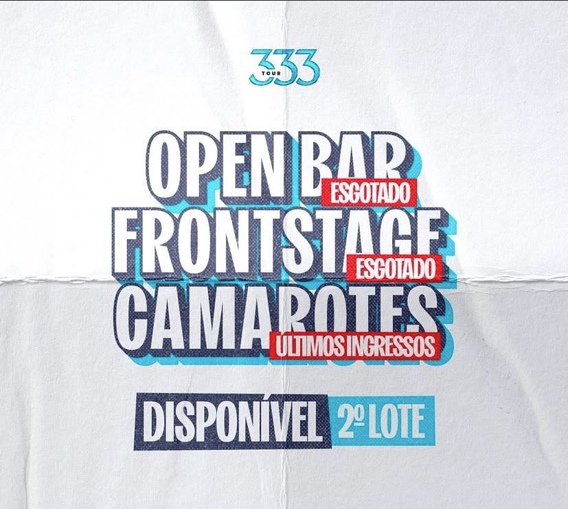 🚨 15 MIL pessoas estão na fila de neste momento para garantir ingressos para a 333TOUR Recife!