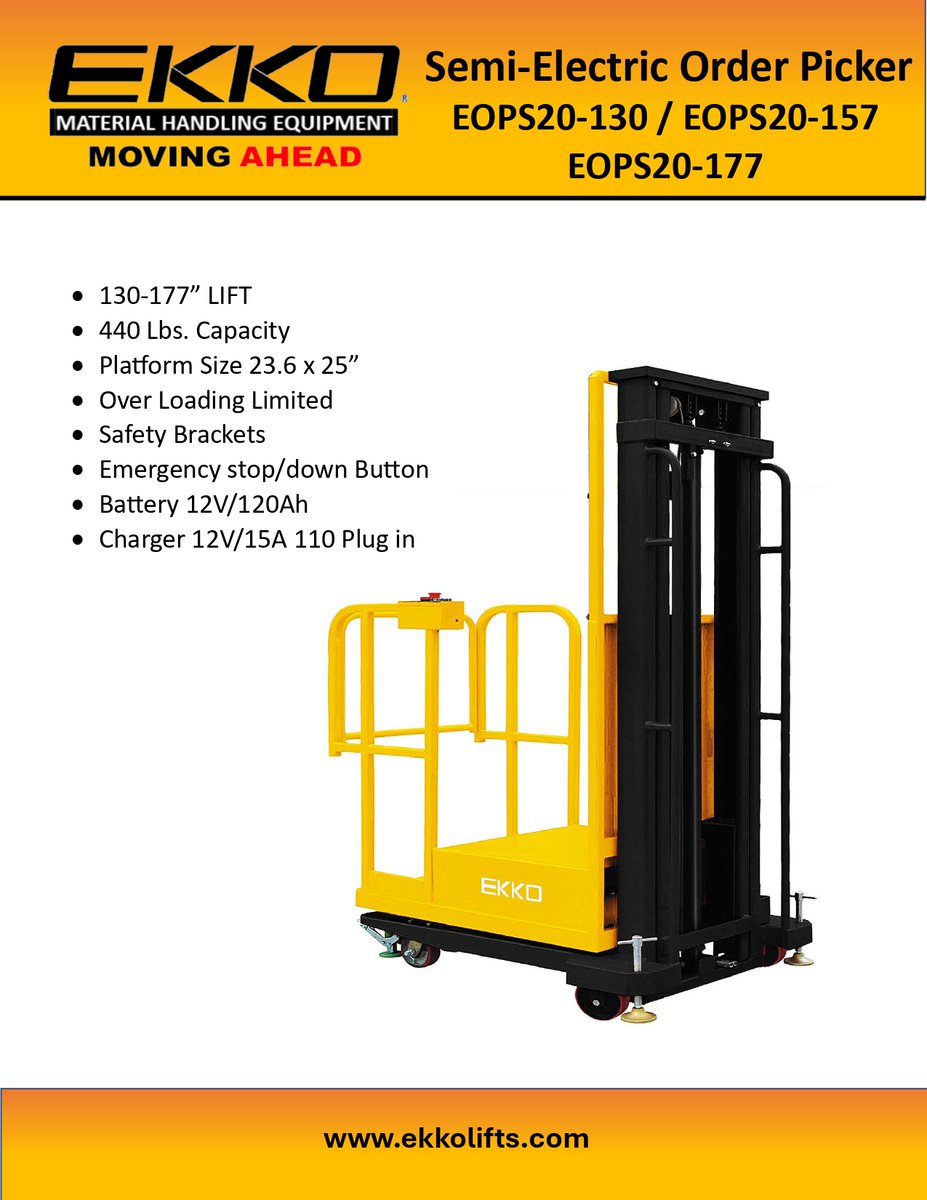 EKKOlifts's tweet photo. ๐จ Introducing the NEW Semi-Electric Order Picker!
Our semi-electric order picker is the perfect, eco-friendly solution to streamline your daily operations.
Key Benefits: โก Energy-efficient ๐ฆ Increases productivity ๐ฐ Cost-effective
Contact Ekko today! ๐
#OrderPicker https://t.co/subCIkSJ4p