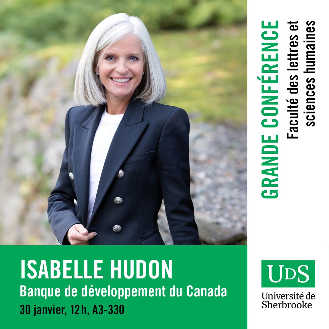 À ne pas manquer! Isabelle Hudon, présidente et cheffe de la direction de la Banque de développement du Canada <a href="/bdc_ca/">BDC</a>, participera à une grande conférence de la FLSH le 30 janvier prochain, à midi, à l'Espace Anne-Hébert 👉 Réservez votre place: bit.ly/4jc3qfK