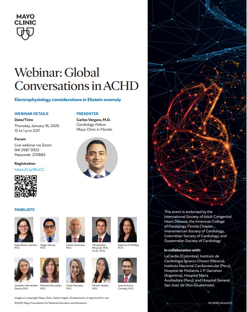 Katia Bravo, MD, FACC (@bravo__md) on Twitter photo 🚨#ACCFIT #ACHD #CardioTwitter #MedEd
Join us in our 20th session of “Global conversations in ACHD”
January 16th, 12-1pm EST
With endorsement from <a href="/ISACHD/">Int’l Society for Adult Congenital Heart Disease🌎</a> <a href="/FloridaACC/">Florida Chapter ACC</a> <a href="/SIAC_cardio/">SIAC</a> <a href="/sccccardio/">Sociedad Colombiana de Cardiología</a> Sociedad Guatemalteca de Cardiologia
🇺🇸 🇲🇽 🇨🇴 🇵🇪 🇦🇷 🇬🇹
@MayoEquity <a href="/MayoClinicCV/">Mayo Clinic CV</a> 🚨#ACCFIT #ACHD #CardioTwitter #MedEd
Join us in our 20th session of “Global conversations in ACHD”
January 16th, 12-1pm EST
With endorsement from <a href="/ISACHD/">Int’l Society for Adult Congenital Heart Disease🌎</a> <a href="/FloridaACC/">Florida Chapter ACC</a> <a href="/SIAC_cardio/">SIAC</a> <a href="/sccccardio/">Sociedad Colombiana de Cardiología</a> Sociedad Guatemalteca de Cardiologia
🇺🇸 🇲🇽 🇨🇴 🇵🇪 🇦🇷 🇬🇹
@MayoEquity <a href="/MayoClinicCV/">Mayo Clinic CV</a>
