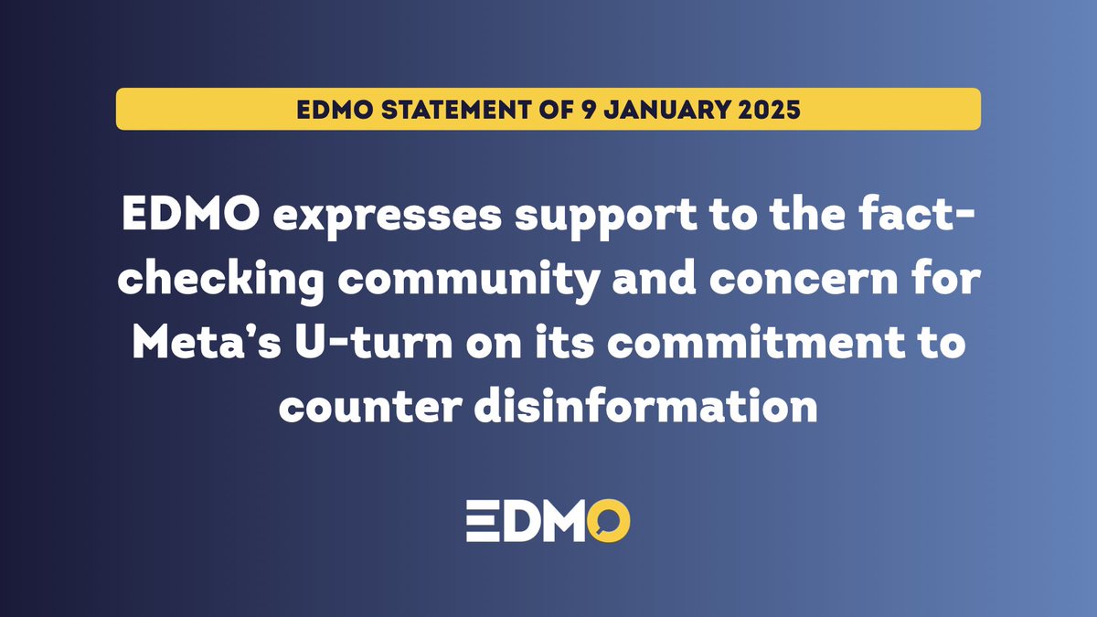 Mr Zuckerberg's misrepresentation of independent and professional #factchecking organisations as biased censors and his attack of the #EU policy framework are concerning – and in stark contrast with #Meta's previous commitment to make its services safer for all users.

Read our