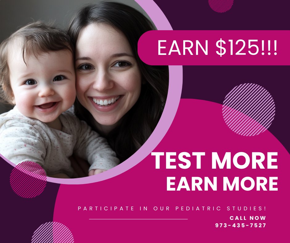CPTLabs's tweet photo. 👋 Hey Parents!👋

Do you have a child aged 1-6 years old? If so you can earn up to $125! It's simple, easy, and rewarding!

Call us now at 973-435-7527

#earnmore #cptlabs #cptclabs # sidehustle #sidehustle2025 #newyear #newyearnewme #pediatric #producttesting #testproducts https://t.co/9ydCtq1Odl