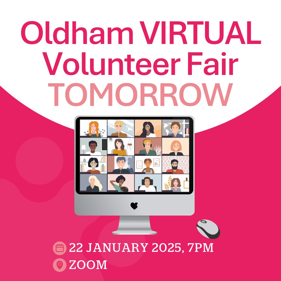 👨‍💻 Our Oldham VIRTUAL Volunteer Fair 2025 is BACK TOMORROW!

🙌 Don’t miss your chance to join us and hear from some fantastic organisations on how you can make a difference through volunteering in Oldham

👉 Register now -  actiontogether.org.uk/civicrm/event/…