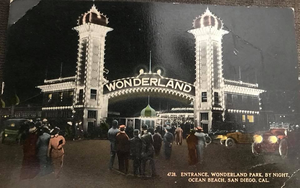 Did you know that in July of 1913 the largest amusement park on the US West Coast opened on the corner of Abbott and Voltaire streets in Ocean Beach, San Diego? Opening day saw 22,000 guests pass through the gates pictured below. 

Sadly, the park only lasted two seasons due to a