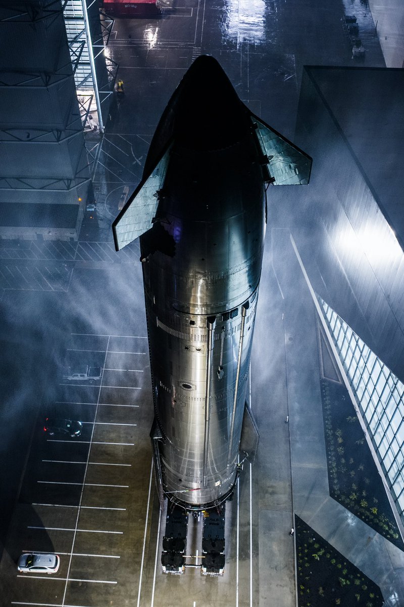 elonmusk's tweet image. Starship to launch tower this morning