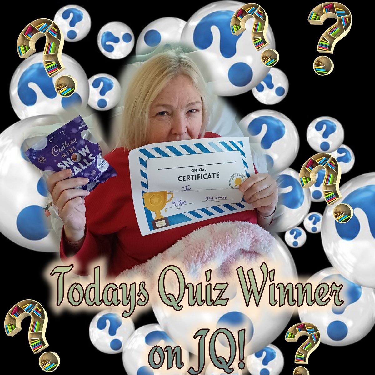 JimQuickMFT's tweet image. JQ Quiz is back, and here is our first winner of 2025!
Well done Jo! #BrainHealth #quizzing @Michaela0895 @vikki_warman @TntTracy73 @parkerkarenj @MFTnhs
