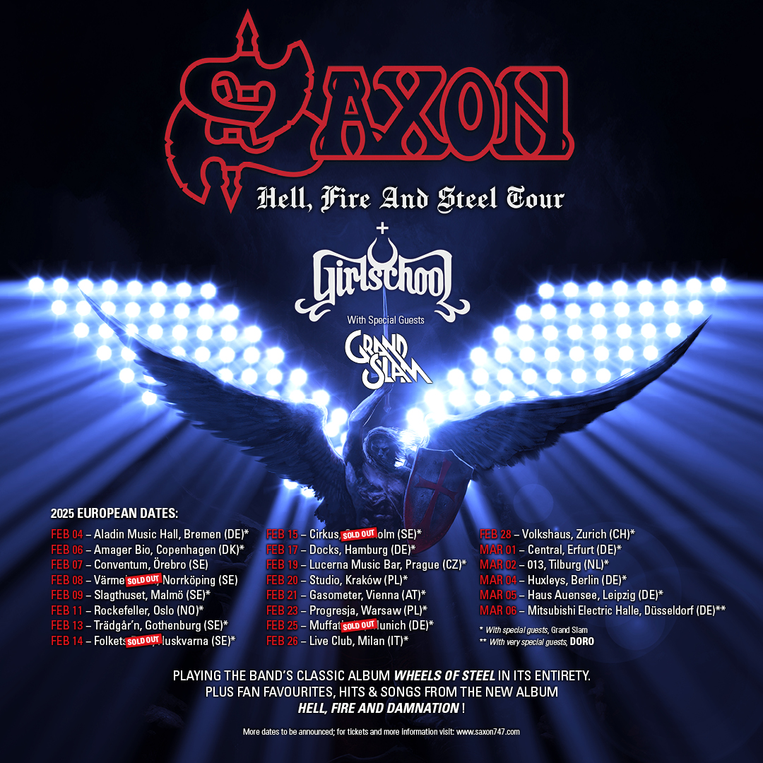 Our upcoming shows in Norrköping &amp; Munich have SOLD OUT with many other shows on our European tour also running low on tickets. This is the last time you will hear us play Wheels of Steel in full in mainland Europe so don't miss out Grab last tickets from: saxon747.com/tourdates