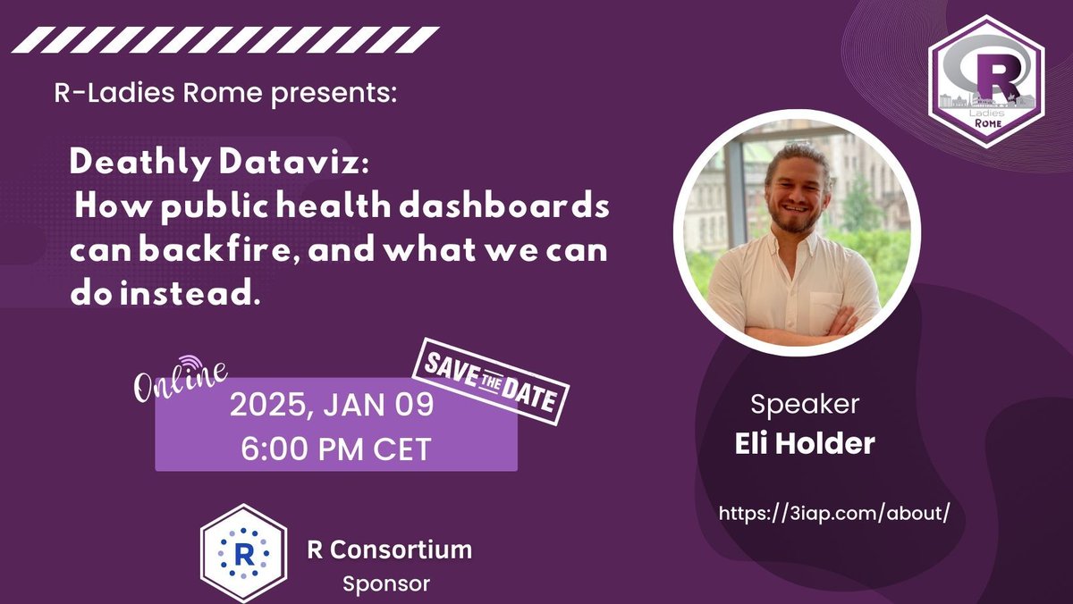 R-Ladies Rome (@rladiesrome) on Twitter photo ⏰ Just 10 minutes until we kick off Eli Holder’s insightful session! 🎉
Join us as Eli dives into challenges conventional views on visualizations like John Snow’s cholera map, and shares practical tips for plotting more equitable health outcomes.
Don’t miss out—Grab your seat! ⏰ Just 10 minutes until we kick off Eli Holder’s insightful session! 🎉
Join us as Eli dives into challenges conventional views on visualizations like John Snow’s cholera map, and shares practical tips for plotting more equitable health outcomes.
Don’t miss out—Grab your seat!