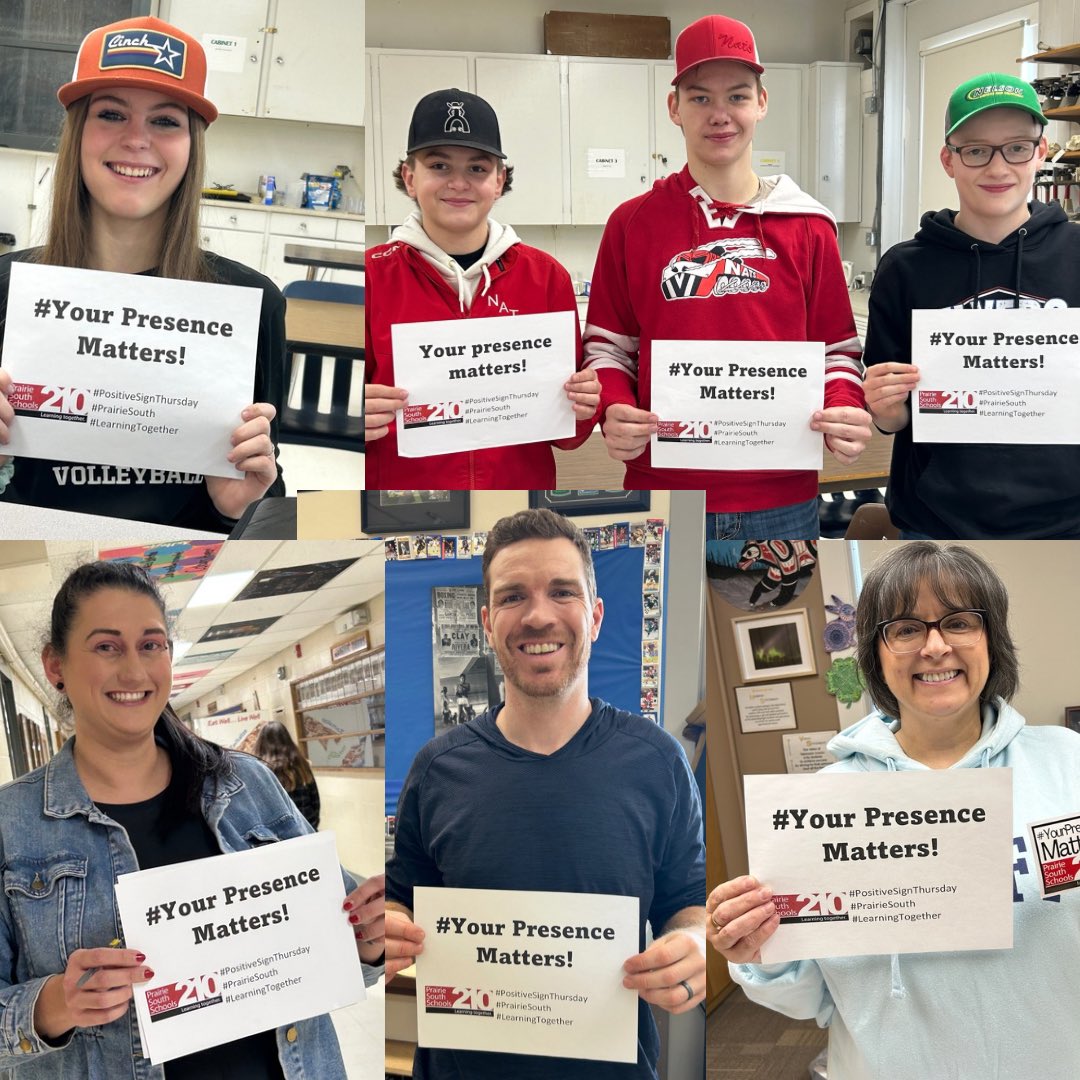 DustinSwanson's tweet image. It is #positivesignthursday in @PrairieSouth today. Thank you Bengough School students and staff for being involved. Your presence matters! #PrairieSouth