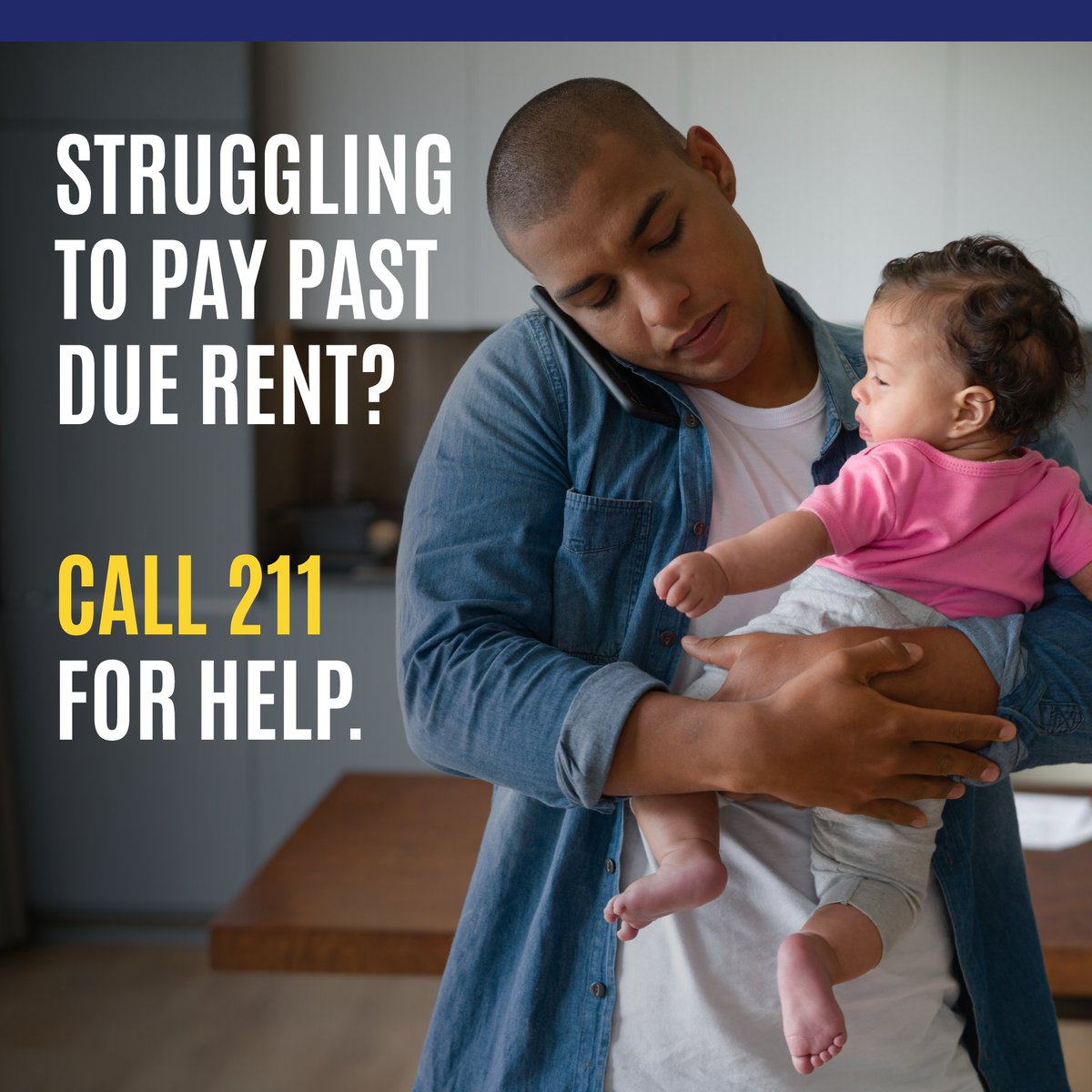 If you need help paying past due rent or utilities, call 211 and ask about emergency rental assistance. 211 is a hotline – supported by United Way – that connects callers with local resources. untdwy.org/211