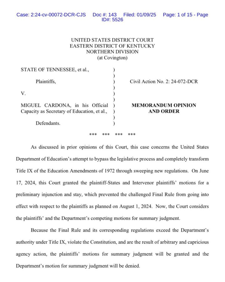 BREAKING: A court just struck down Joe Biden's radical Tile IX rewrite.

BIG WIN for women and girls!!!