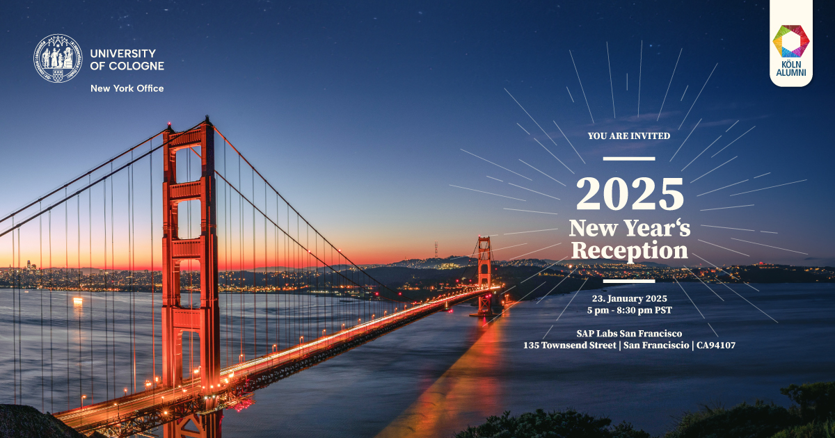Uni Cologne NY (@unicologneny) on Twitter photo ⏰Coming up in 2 weeks – #RSVP now!💥
🌉Join us in #SanFrancisco on 01/23 for the annual New Year's reception and network with alumni & partners from <a href="/UniCologne/">Universität zu Köln</a> and other #German research institutions.🤝
🔜Few tickets left so register now with your UoC affiliation. Link below!🔗 ⏰Coming up in 2 weeks – #RSVP now!💥
🌉Join us in #SanFrancisco on 01/23 for the annual New Year's reception and network with alumni & partners from <a href="/UniCologne/">Universität zu Köln</a> and other #German research institutions.🤝
🔜Few tickets left so register now with your UoC affiliation. Link below!🔗