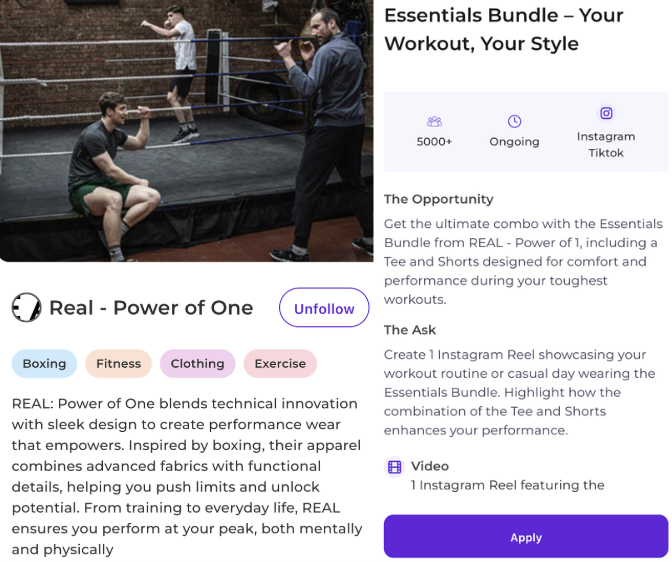 mifuapp's tweet image. Real Power of One – because who said you can’t look good while pretending to box in your living room? 🥊 Apply for their sportswear opportunities on Mifu. No ring required. #REALPowerOfOne #MifuOpportunities