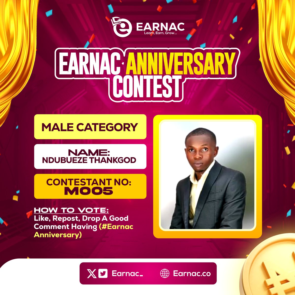 Help <a href="/Entrepr15696408/">Digital Entrepreneur</a> win our 1 Year Anniversary Contest!

To vote:

- Like this post
- Repost it with your friends
- Leave a supportive comment
- Follow our handle

Contestant ID: M005

#Earnacanniversary