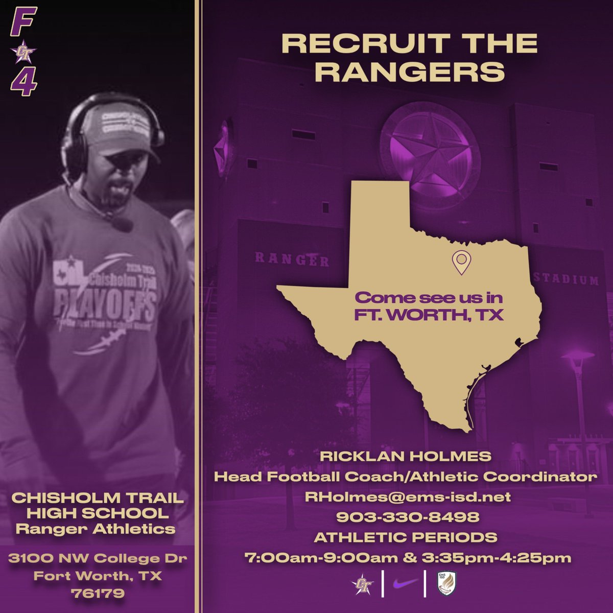 RicklanHolmes's tweet photo. @CoachSherms 
COME SEE US...
In the best school district @EMSISD located in @CityofFortWorth area
Hit me up 903-330-8498 
Below is the link to @CTHS_RangersFB https://t.co/VlK6vunn2z Stat Page for the 2024 Season
https://t.co/UXLeavvLHe https://t.co/cwo8B8USUi
