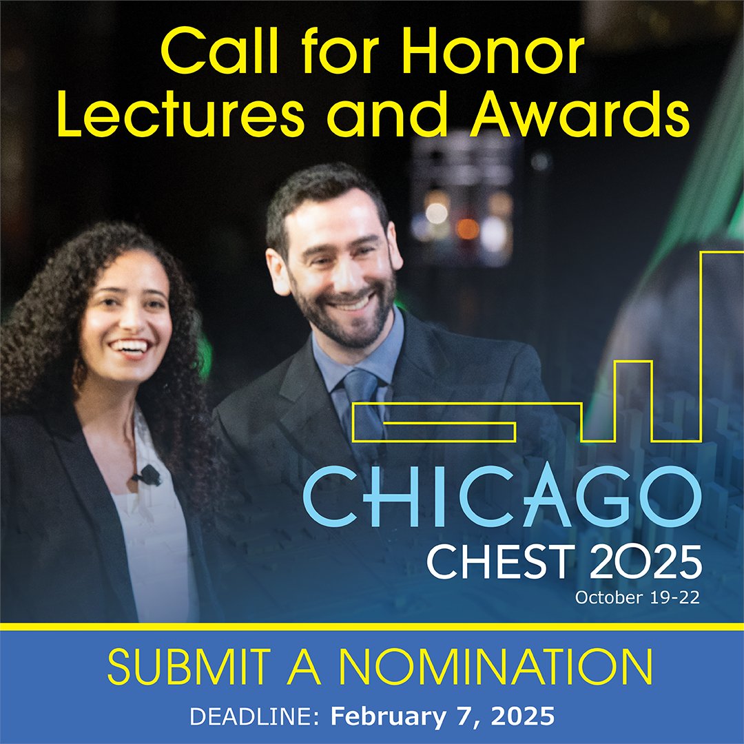 Do you have a colleague or mentor who should be recognized for their work in chest medicine? Submit a nomination for an honor lecture or award. hubs.la/Q02_9vcs0