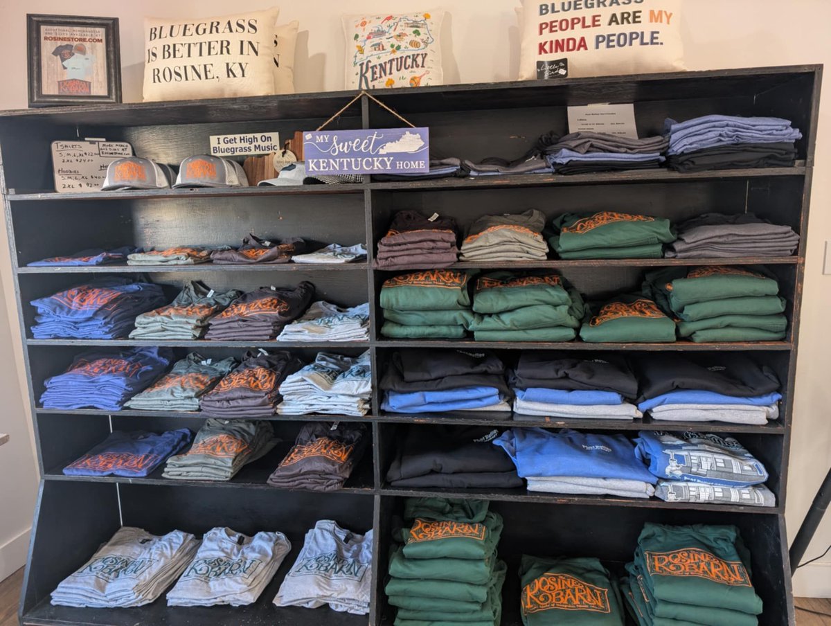 We have restocked merch and added some new items available at Phat Bellies restaurant at The Rosine Store! Phat Bellies is open Thursday-Sunday 11 a.m. to 9 p.m. #rosinebarn