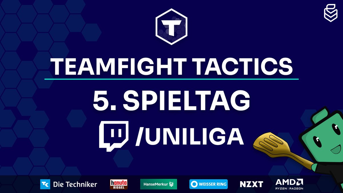 🚨TEAMFIGHT TACTICS 5. Spieltag🚨

📺️twitch.tv/uniliga

🎬️<a href="/ProbablyCast/">Tim Weckfort</a>
🎙️<a href="/lollindbergh/">Lindbergh</a> &amp; Xaser