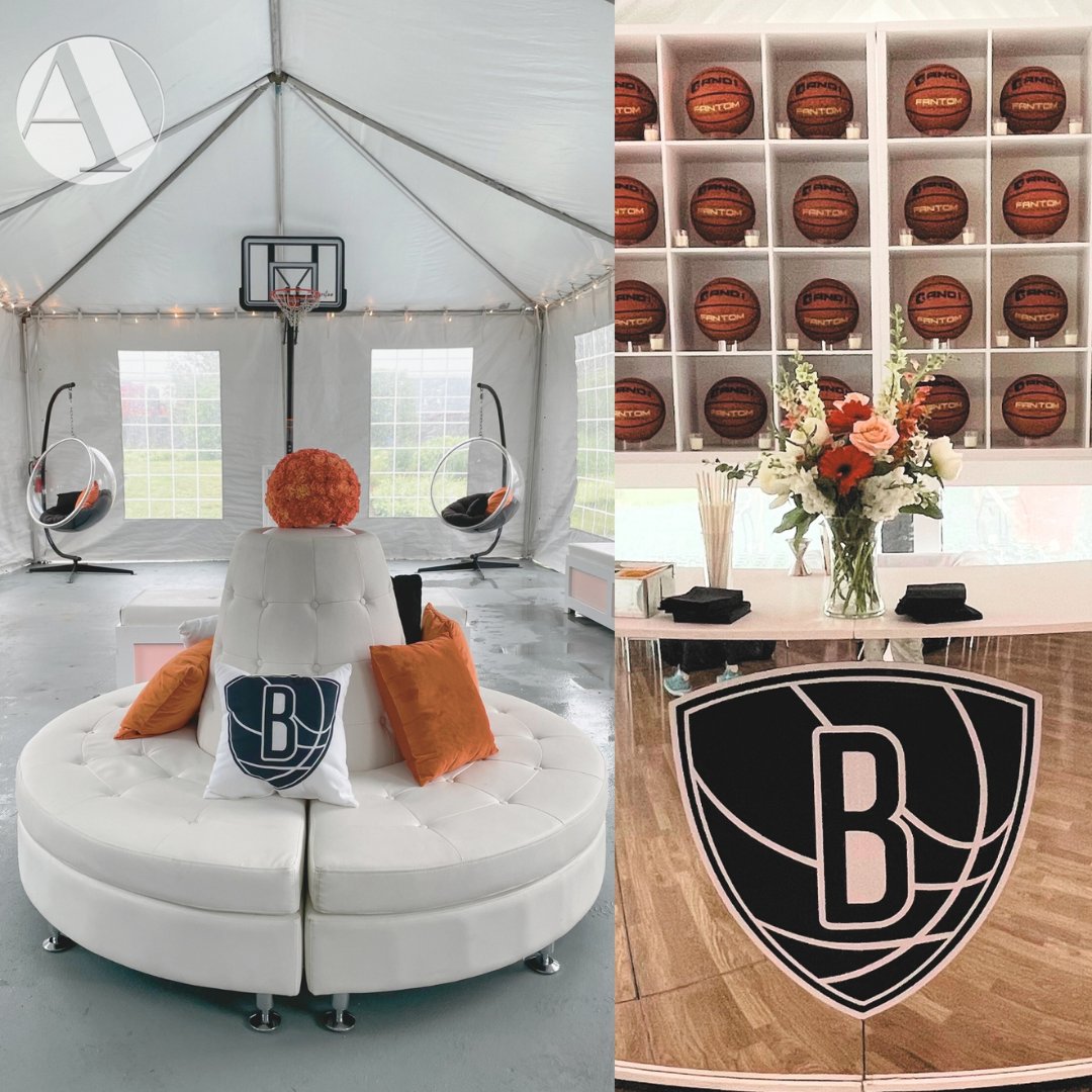 ArtoftheEvent's tweet image. Score big with a slam dunk event! 🏀✨ 

Picture this: bubble chairs with custom pillows, a sleek mirrored bar, and all the basketball vibes to wow your guests. 

Let’s make your celebration an MVP experience! 

#basketballevent #customdecor #eventgoals #barmitzvahthemes