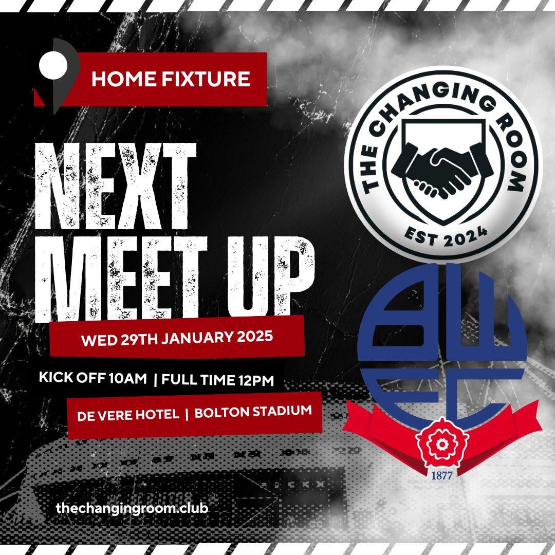 FIXTURE ANNOUNCEMENT…

Join Us for the next The Changing Room Networking Group!

📅 Date: Wednesday, 29th January
🕙 Time: 10:00 AM - 12:00 PM
📍 Venue: De Vere Hotel, Bolton Stadium
✔️ Build relationships
✔️ Share insights &amp; ideas
✔️ Discover new opportunities

#businessnetwork