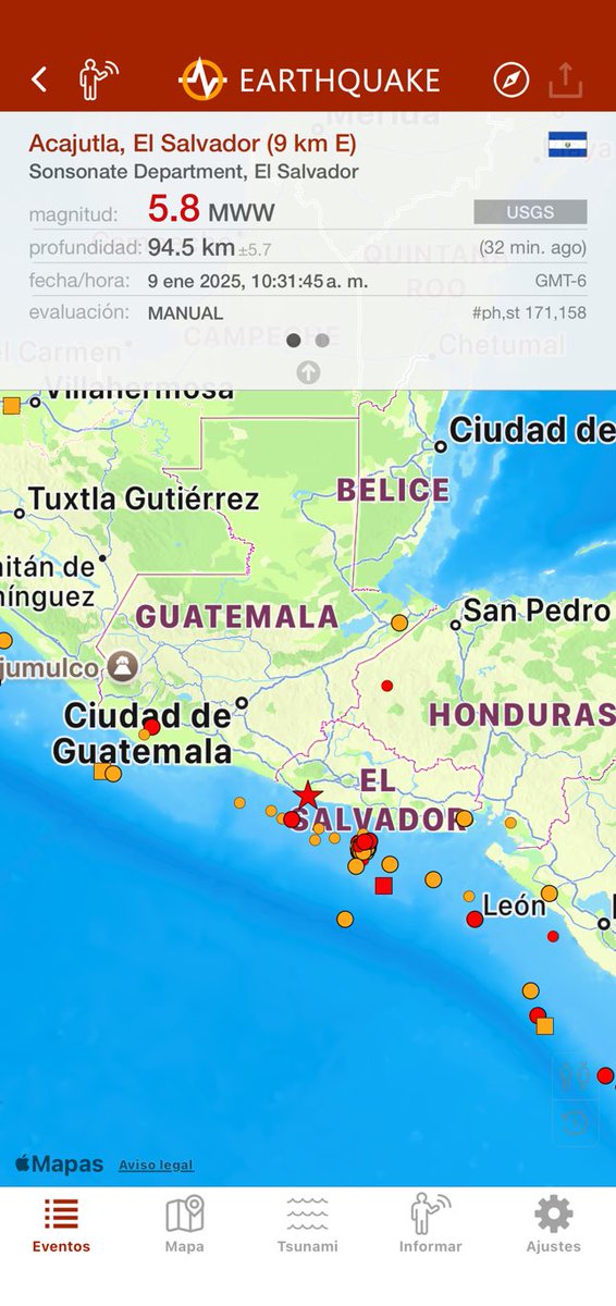 dennischwartz's tweet photo. 32 min. ago #terremoto 5.8 en Sonsonate Department, El Salvador, 94.5km, 10:31 a. m. GMT-6 (USGS ) https://t.co/l9L6tW3lOq https://t.co/Jd5sacBG7p