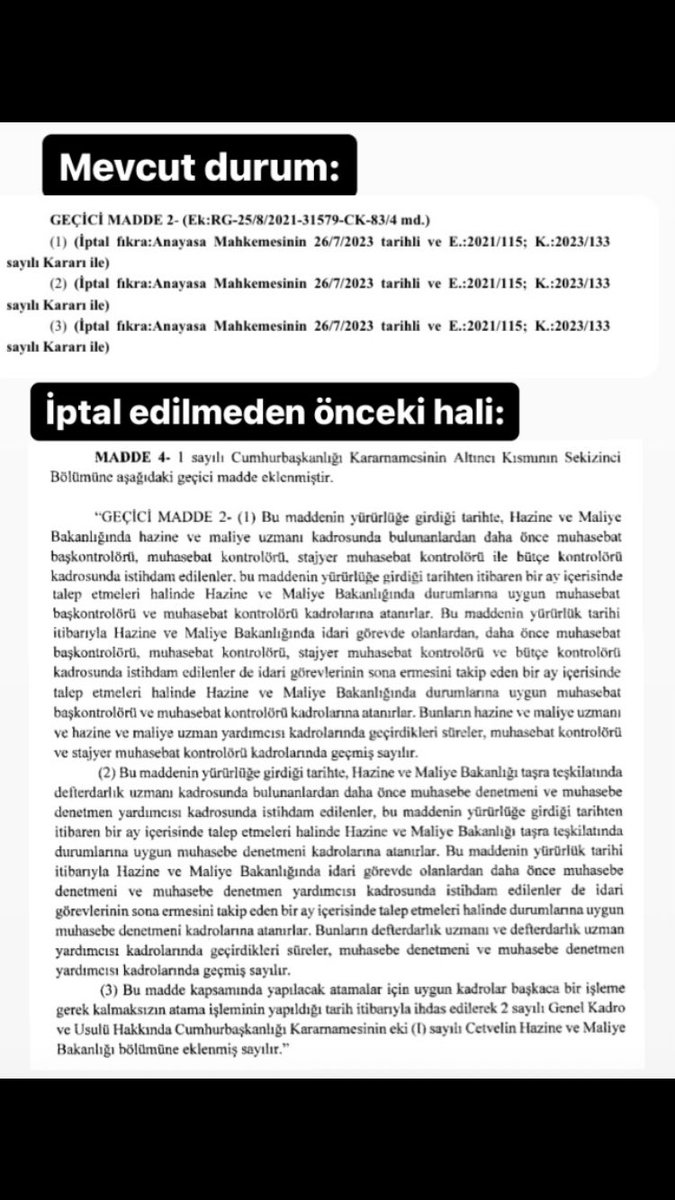 _Serhatozdemir's tweet photo. Sayın Bakanım @memetsimsek ; 
83 sayılı CBK ile 1 sayılı CBK’nın 6.Kısım 8.Bölümüne eklenen Geçici 2.Madde @AYMBASKANLIGI tarafından iptal edilmiş olup denetim yetkili defterdarlık uzmanları olarak muhasebe denetmenliğine atanabilmemiz için yasal düzenleme arz ve talep ediyoruz. https://t.co/akhjFCTcEk