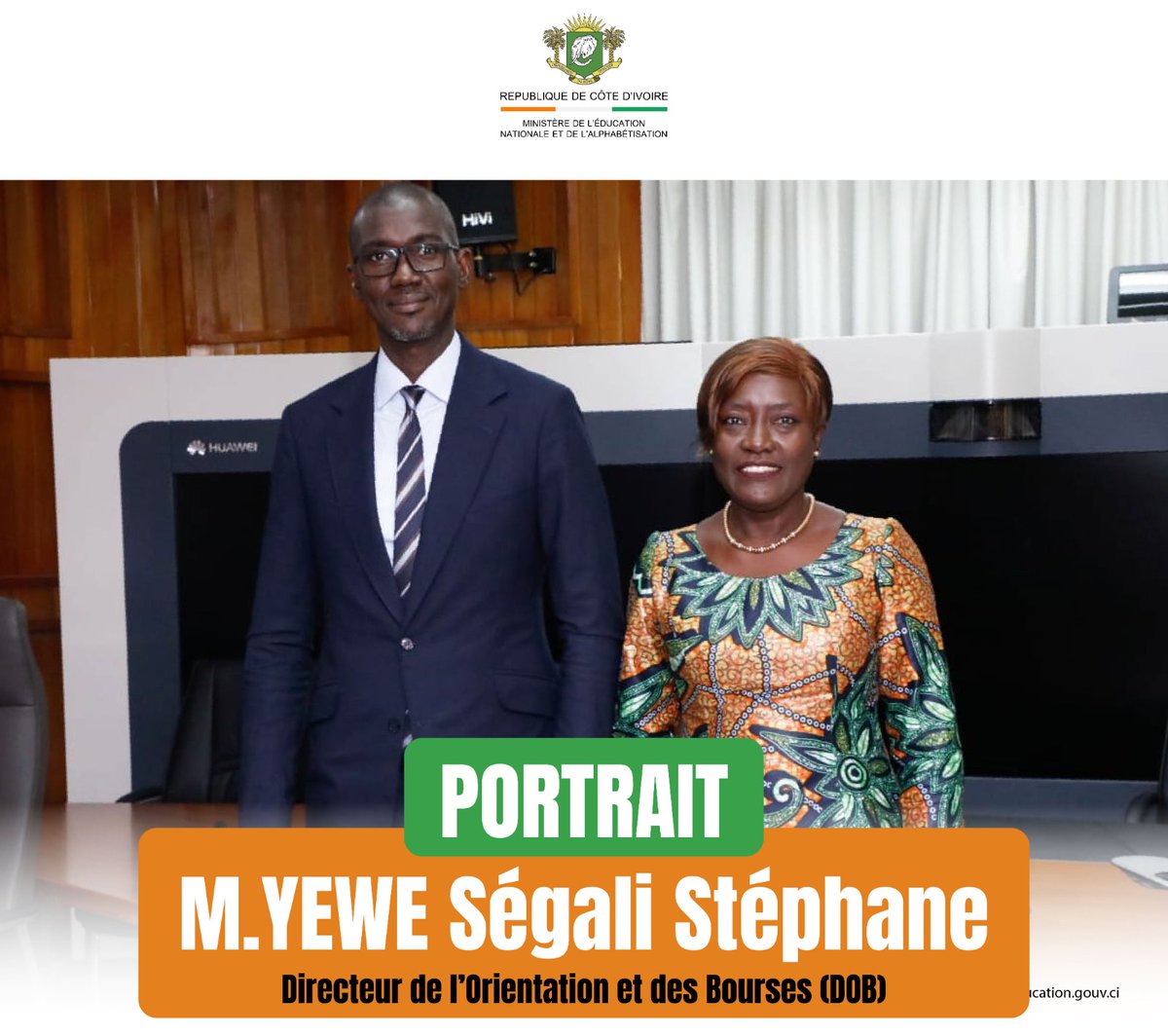 Portrait : YEWE SÉGALI STÉPHANE, enseignant de formation et inspecteur principal, est le nouveau Directeur de l'Orientation et des Bourses du MENA. Il succède à Mme Karidia Koné, nommée Sénateur. #Portrait #Educi #MENA #DOB
