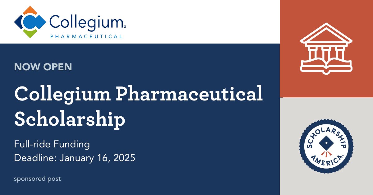 Only one week left for MA high school seniors w/ financial need to apply for full-ride 4-year scholarships from <a href="/CollegiumPharma/">Collegium Pharmaceutical</a>! If you’re planning to enroll in a first-year undergraduate study in a #STEM major this fall, visit: hubs.ly/Q02Yd84f0 and apply by January 16!