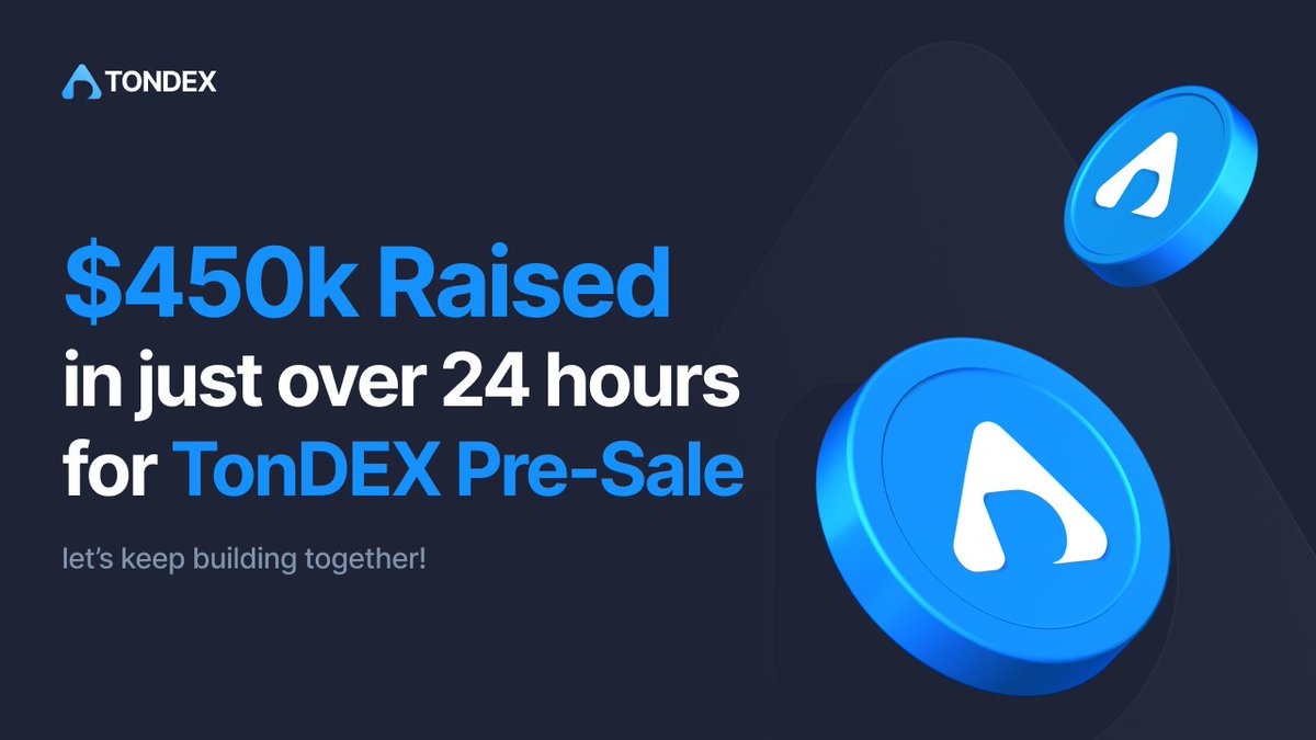💎 Over $450k Raised in just over 24 hours for $TONDEX Pre-Sale!

This isn’t just growth – it’s a Movement. With a community like ours, the only way is up.

🌐 Pre-sale is still ongoing: tondex.ai/presale

2025 is shaping up to be a game-changing year, and it’s only getting
