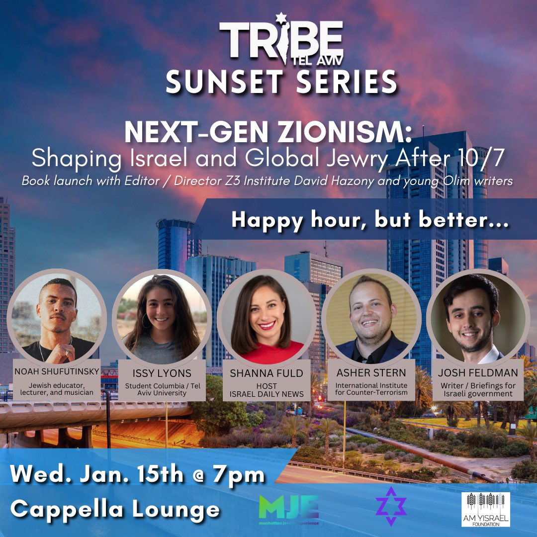 I’ll be speaking in Tel Aviv on January 15 about the new book Young Zionist Voices, alongside <a href="/AsherNStern/">Asher Stern</a>, Issy Lyons, Noah Shufutinsky and <a href="/davidhazony/">David Hazony</a> — hosted by <a href="/TribeTelAviv/">Tribe Tel Aviv</a> and <a href="/ShannaFuld/">Shanna Fuld</a>.

Come say hi!

Register here: nextgenzionism.eventbrite.com