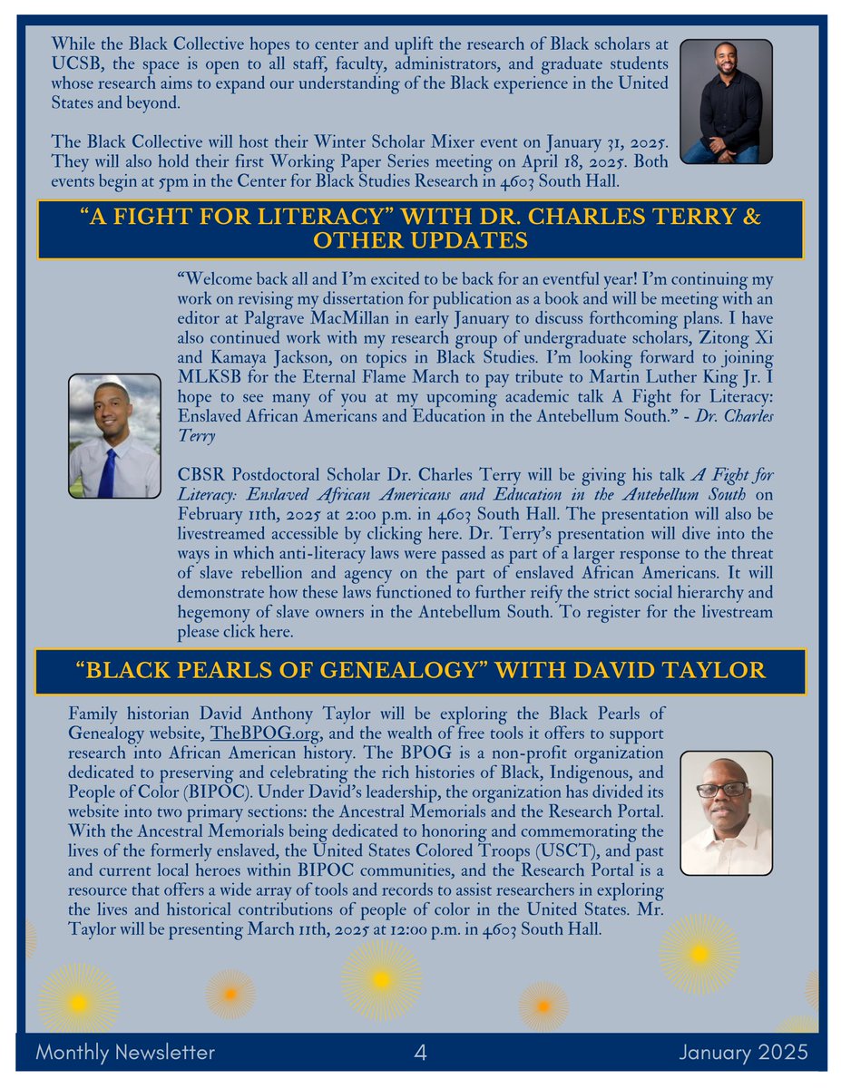 Our January newsletter! Visit cbsr.ucsb.edu "News" page to access links.